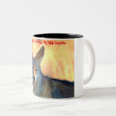Kerstgroeten van mijn oude Coyote Tweekleurige Koffiemok (Voorkant rechts)