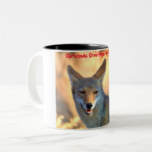Kerstgroeten van mijn oude Coyote Tweekleurige Koffiemok