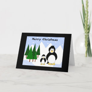Kerstgroeten van pinguïns feestdagen kaart