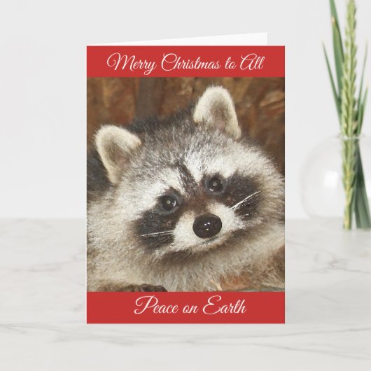kerstgroeten van Pixie Raccoon Feestdagen Kaart (Voorkant)