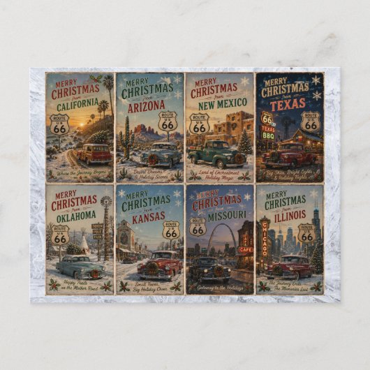 Kerstgroeten van Route 66 Briefkaart (Voorkant)