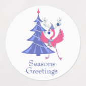 Kerstgroeten Verscheidenheid Set Flamingo Vakantie Labels (Design 2)