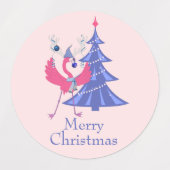 Kerstgroeten Verscheidenheid Set Flamingo Vakantie Labels (Design 1)