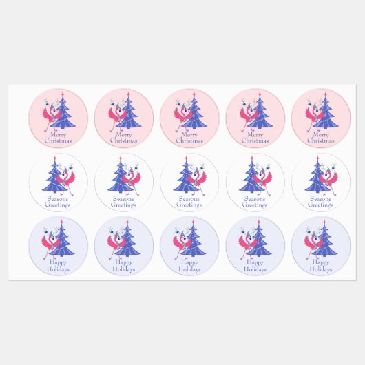 Kerstgroeten Verscheidenheid Set Flamingo Vakantie Labels (Vel)