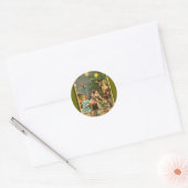 Kerstgroeten Victoriaans kunst Xmas Kaarten Ronde Sticker (Envelop)