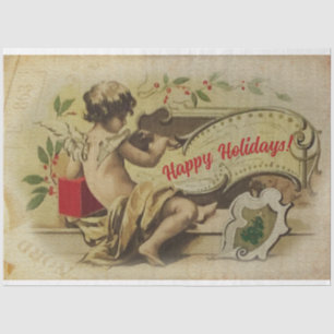 Kerstgroeten Vintage Angel Ephemera Tissuepapier