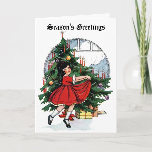 Kerstgroeten Vintage Kerstkaart Kaart (Voorkant)