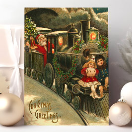 Kerstgroetentrein Vintage Feestdagenkaart