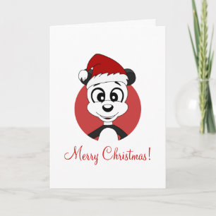 Kerstgroetkaart met cartoon pandabeer feestdagen kaart