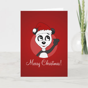 Kerstgroetkaart met cartoon pandabeer feestdagen kaart
