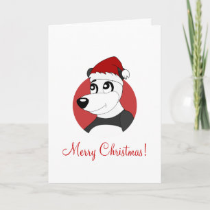 Kerstgroetkaart met cartoon pandabeer feestdagen kaart