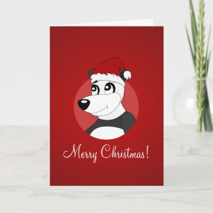 Kerstgroetkaart met cartoon pandabeer feestdagen kaart