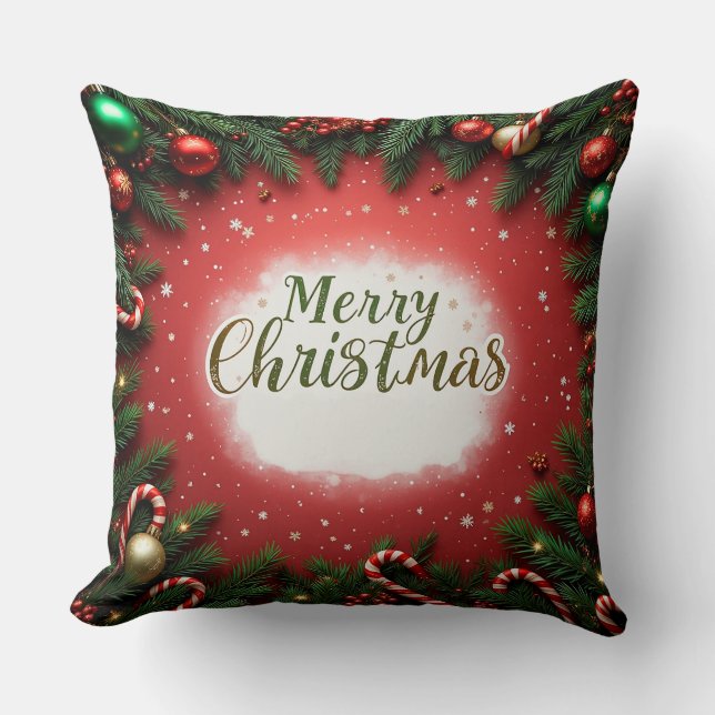 Kerstgroetkaart met decoraties kussen (Voorkant)