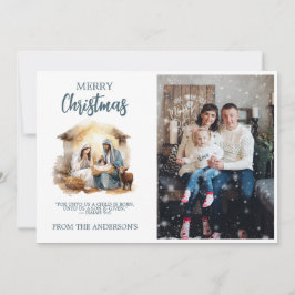 Kerstgroetkaart met geboorte van Jezus - Nativitei Feestdagenkaart