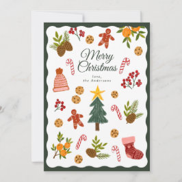 Kerstgroetkaart met seizoensgebonden items feestdagenkaart