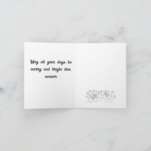 Kerstgroetkaart: Mijnheer en Mevrouw Frosty Feestdagen Kaart (Binnen)