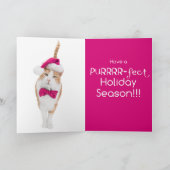 Kerstgroetkaart-Spunky Kitty Feestdagen Kaart (Binnen)
