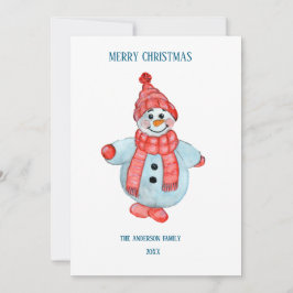 Kerstgroetkaart van een sneeuwman kaart