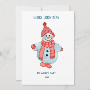 Kerstgroetkaart van een sneeuwman kaart