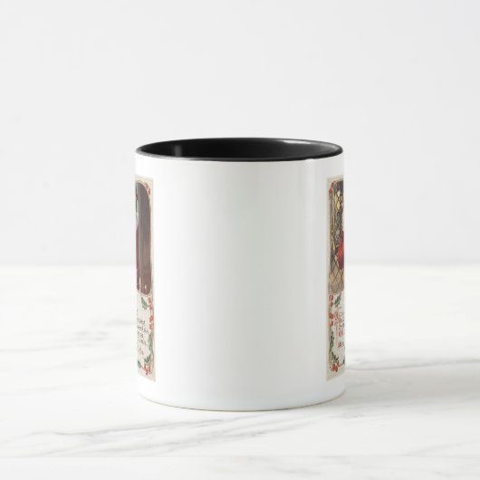 KerstgroetKerstman met hand op baard Mok (Midden)