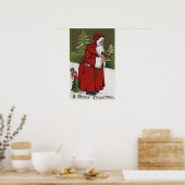 KerstgroetKerstman met hout Poster (Keuken)