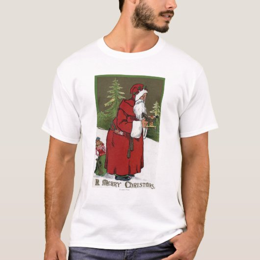 KerstgroetKerstman met hout T-shirt (Voorkant)