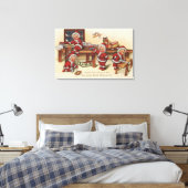 KerstgroetKleine Kinderen op werkbank Canvas Afdruk (Insitu (Slaapkamer))