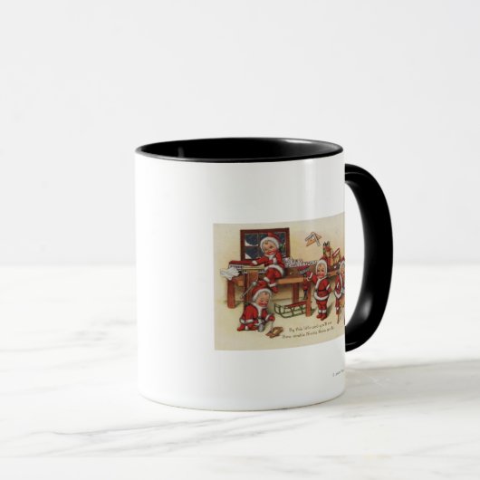 KerstgroetKleine Kinderen op werkbank Mok (Voorkant rechts)