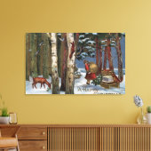 KerstgroetSanta Through-bos Canvas Afdruk (Insitu (Woonkamer))
