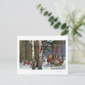 KerstgroetSanta Through-bos Feestdagenkaart (Staand voorkant)