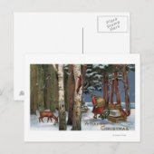 KerstgroetSanta Through-bos Feestdagenkaart (Voorkant / Achterkant)