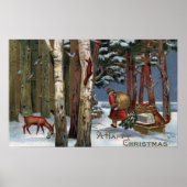 KerstgroetSanta Through-bos Poster (Voorkant)