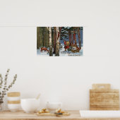 KerstgroetSanta Through-bos Poster (Keuken)