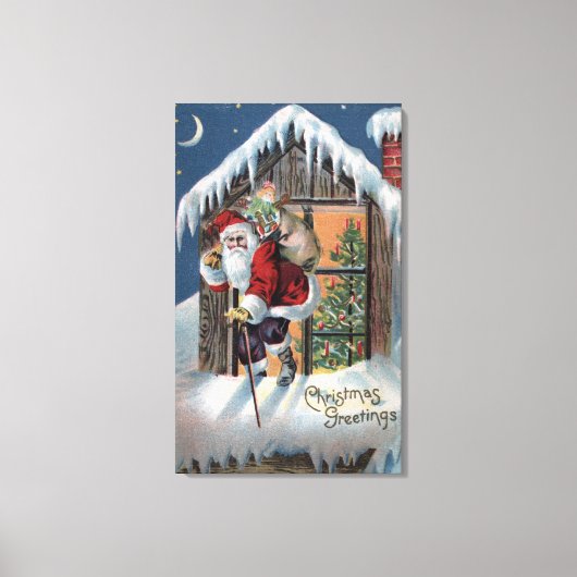 KerstgroetSinterklank uit raam Canvas Afdruk (Voorkant)