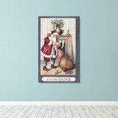 KerstgroetSinterkletsen Canvas Afdruk (Insitu (Houten vloer))