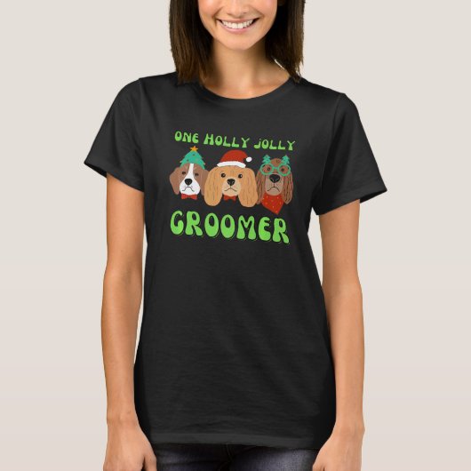 Kerstgroomer als gezelschapshond die salon kam t-shirt (Voorkant)
