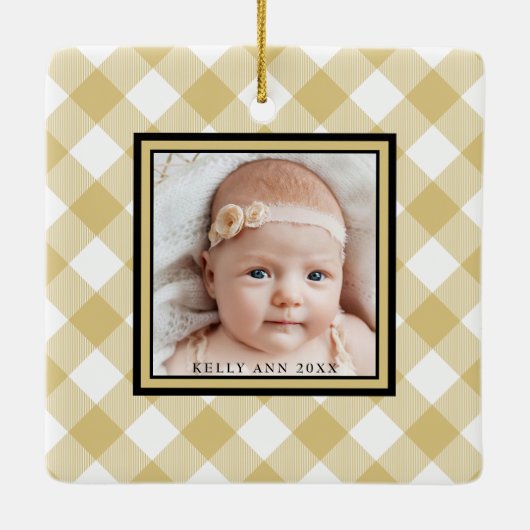 Kerstgrootouders White Gold Plays Foto Keramisch Ornament (Achterkant)