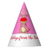 Kerstgrote geweien rendierroze naam pet feesthoedjes (Voorkant)