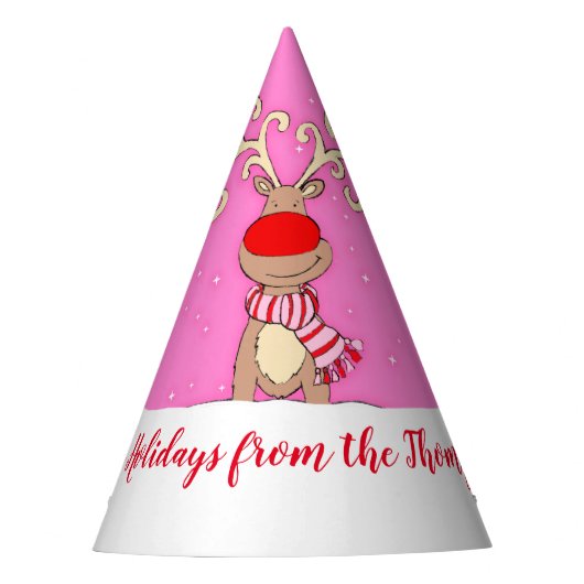 Kerstgrote geweien rendierroze naam pet feesthoedjes (Voorkant)