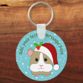 KerstGuinee in een Santa Hat op maat Sleutelhanger (Voorkant)