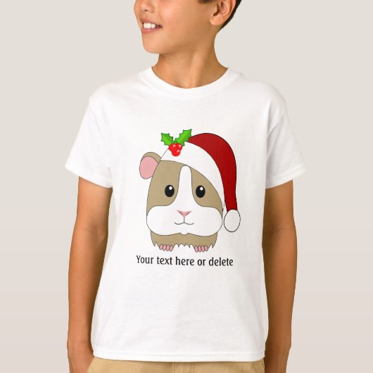 KerstGuinee in een Santa Hat op maat T-shirt (Voorkant)