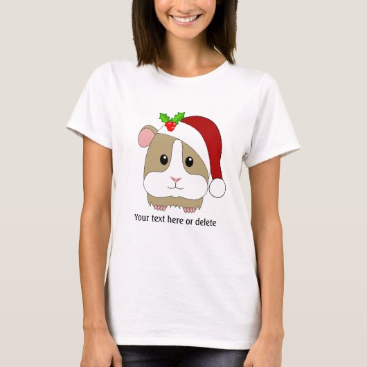 KerstGuinee in een Santa Hat op maat T-shirt (Voorkant)