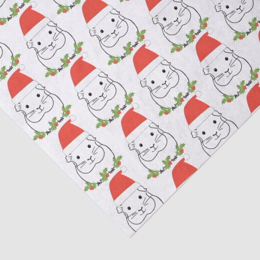 KerstGuinee in een Santa Hat Tissuepapier (Detail)