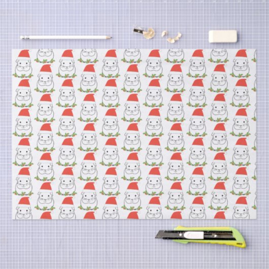 KerstGuinee in een Santa Hat Tissuepapier (Craft)