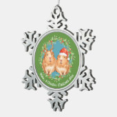 KerstGuinee-paardenparen op maat Tin Sneeuwvlok Ornament (Rechts)