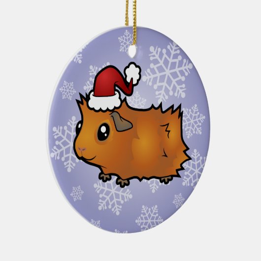 KerstGuinee Pig (met struikgewas) Keramisch Ornament (Rechts)
