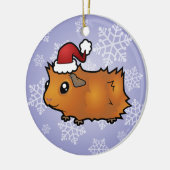 KerstGuinee Pig (met struikgewas) Keramisch Ornament (Links)