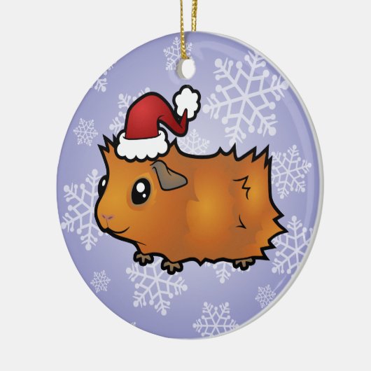 KerstGuinee Pig (met struikgewas) Keramisch Ornament (Links)
