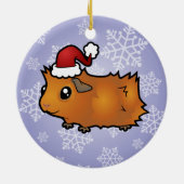 KerstGuinee Pig (met struikgewas) Keramisch Ornament (Achterkant)
