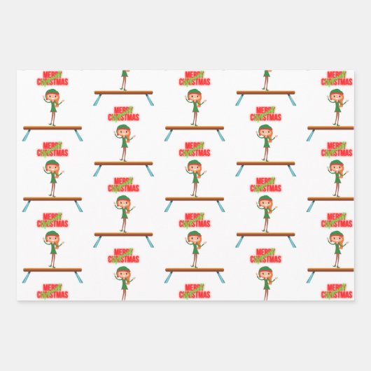 Kerstgymnastiek Inpakpapier Vel (Voorkant 3)